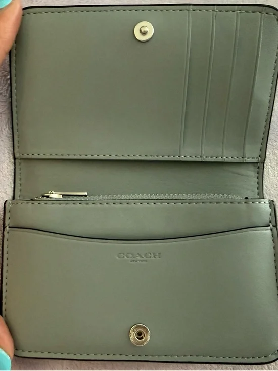 COACH grey blue slim card case EUC - Picture 2 of 5